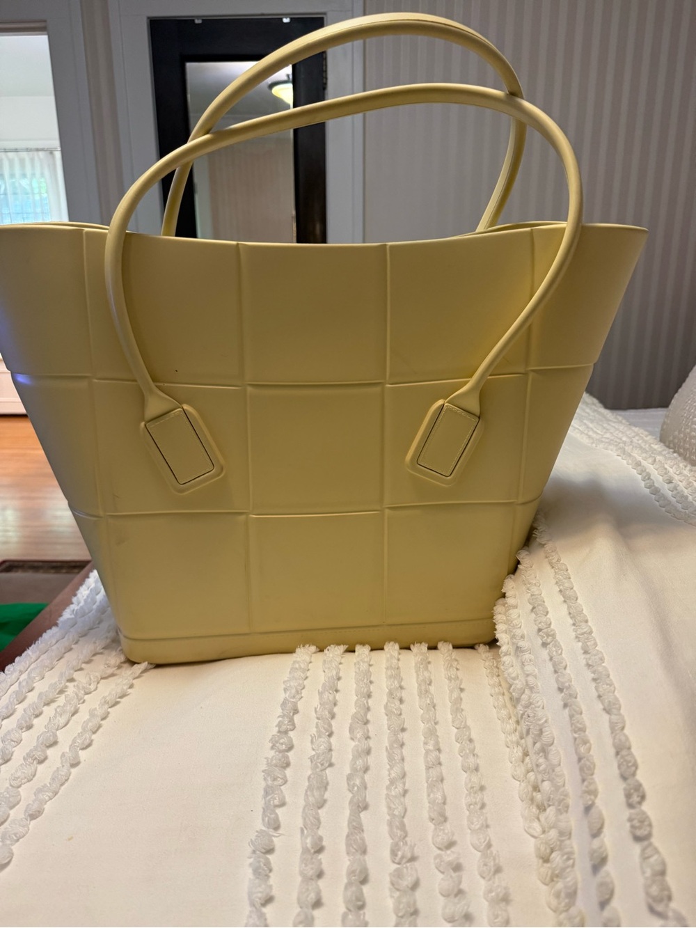 Bottega Veneta Pale Yellow Intrecciato-Pattern Tote